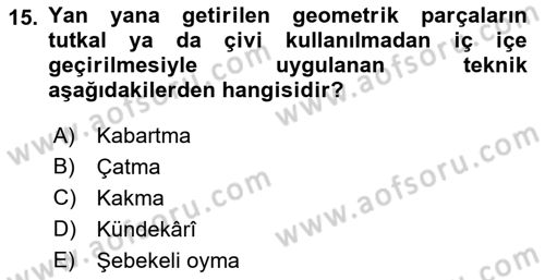 İslam Sanatları Tarihi Dersi 2021 - 2022 Yılı (Final) Dönem Sonu Sınav Soruları 15. Soru