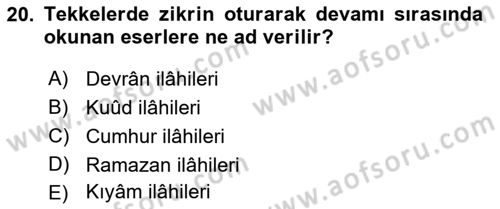 İslam Sanatları Tarihi Dersi 2021 - 2022 Yılı (Final) Dönem Sonu Sınav Soruları 20. Soru