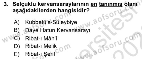 İslam Sanatları Tarihi Dersi 2021 - 2022 Yılı (Final) Dönem Sonu Sınav Soruları 3. Soru