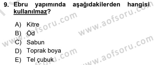 İslam Sanatları Tarihi Dersi 2021 - 2022 Yılı (Final) Dönem Sonu Sınav Soruları 9. Soru