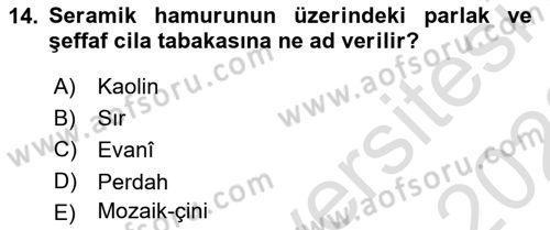 İslam Sanatları Tarihi Dersi 2021 - 2022 Yılı Yaz Okulu Sınav Soruları 14. Soru