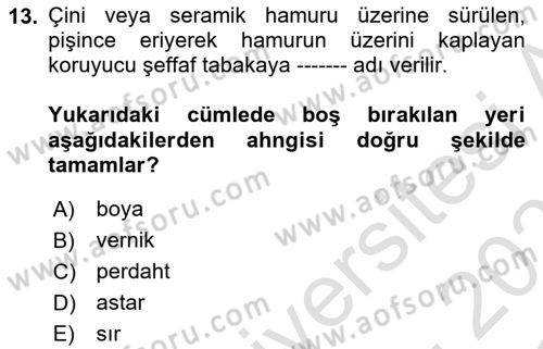 İslam Sanatları Tarihi Dersi 2022 - 2023 Yılı Yaz Okulu Sınavı 13. Soru