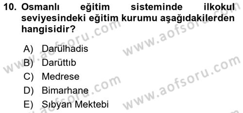 İslam Sanatları Tarihi Dersi Ara Sınavı Deneme Sınav Soruları 10. Soru