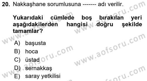 İslam Sanatları Tarihi Dersi 2023 - 2024 Yılı (Vize) Ara Sınav Soruları 20. Soru