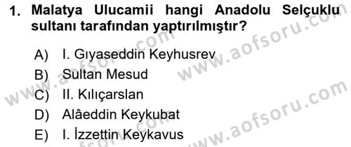 İslam Sanatları Tarihi Dersi 2023 - 2024 Yılı (Final) Dönem Sonu Sınav Soruları 1. Soru