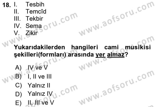 İslam Sanatları Tarihi Dersi 2023 - 2024 Yılı (Final) Dönem Sonu Sınav Soruları 18. Soru