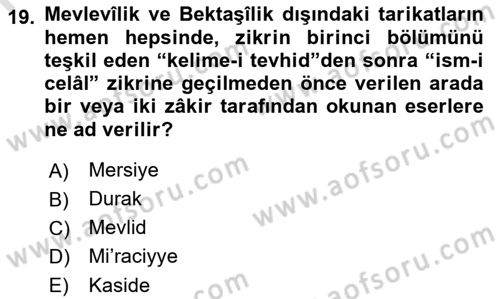 İslam Sanatları Tarihi Dersi 2023 - 2024 Yılı (Final) Dönem Sonu Sınav Soruları 19. Soru