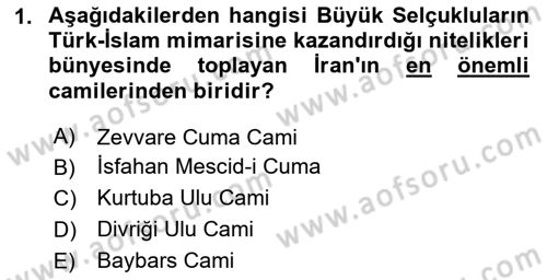 İslam Sanatları Tarihi Dersi 2023 - 2024 Yılı Yaz Okulu Sınav Soruları 1. Soru