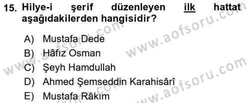 İslam Sanatları Tarihi Dersi 2024 - 2025 Yılı (Vize) Ara Sınav Soruları 15. Soru