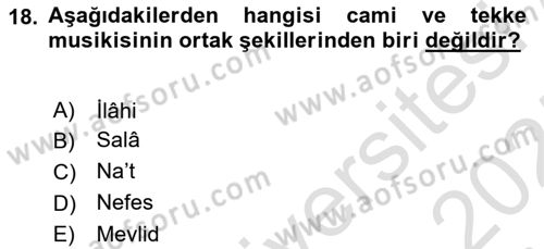 İslam Sanatları Tarihi Dersi 2024 - 2025 Yılı (Final) Dönem Sonu Sınav Soruları 18. Soru