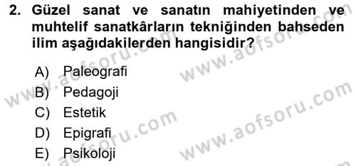 İslam Sanatları Tarihi Dersi 2024 - 2025 Yılı Yaz Okulu Sınav Soruları 2. Soru