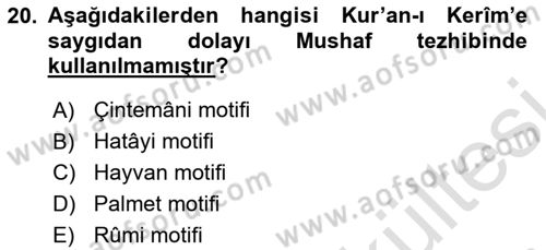İslam Sanatları Tarihi Dersi 2025 - 2026 Yılı (Vize) Ara Sınav Soruları 20. Soru