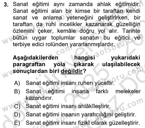 İslam Sanatları Tarihi Dersi 2025 - 2026 Yılı (Vize) Ara Sınav Soruları 3. Soru