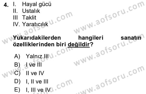 İslam Sanatları Tarihi Dersi 2025 - 2026 Yılı (Vize) Ara Sınav Soruları 4. Soru
