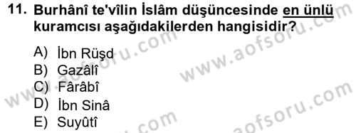 Tefsir Tarihi ve Usulü Dersi 2012 - 2013 Yılı (Vize) Ara Sınav Soruları 11. Soru