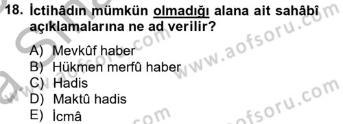 Tefsir Tarihi ve Usulü Dersi 2012 - 2013 Yılı (Vize) Ara Sınav Soruları 18. Soru