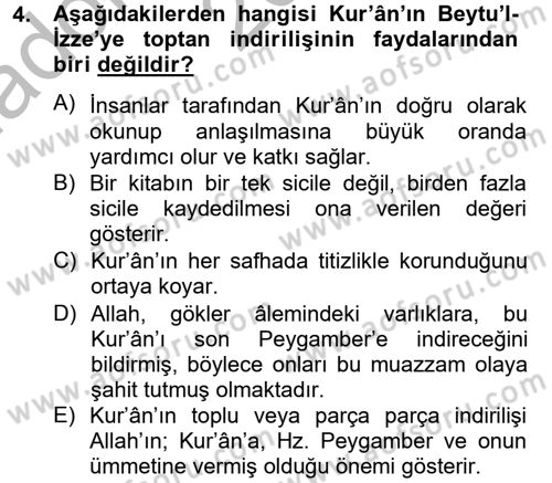 Tefsir Tarihi ve Usulü Dersi 2012 - 2013 Yılı (Vize) Ara Sınav Soruları 4. Soru