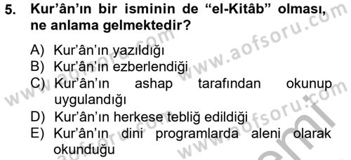 Tefsir Tarihi ve Usulü Dersi 2012 - 2013 Yılı (Vize) Ara Sınav Soruları 5. Soru