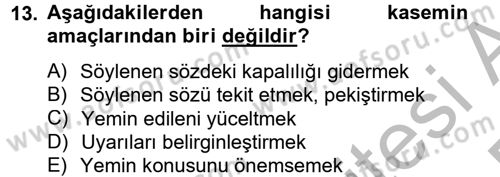 Tefsir Tarihi ve Usulü Dersi 2012 - 2013 Yılı (Final) Dönem Sonu Sınav Soruları 13. Soru