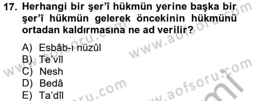 Tefsir Tarihi ve Usulü Dersi 2012 - 2013 Yılı (Final) Dönem Sonu Sınav Soruları 17. Soru