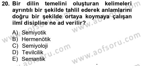 Tefsir Tarihi ve Usulü Dersi 2012 - 2013 Yılı (Final) Dönem Sonu Sınav Soruları 20. Soru