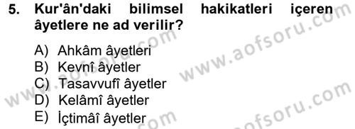 Tefsir Tarihi ve Usulü Dersi 2012 - 2013 Yılı (Final) Dönem Sonu Sınav Soruları 5. Soru
