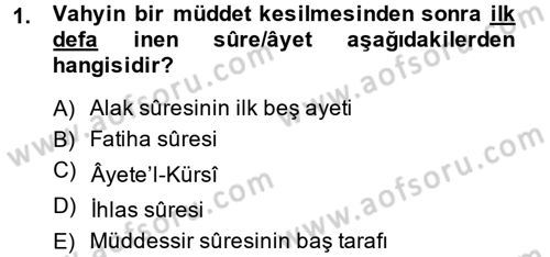 Tefsir Tarihi ve Usulü Dersi 2013 - 2014 Yılı (Vize) Ara Sınav Soruları 1. Soru