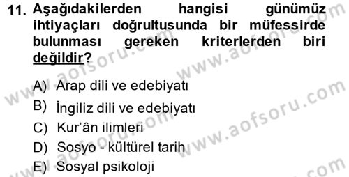 Tefsir Tarihi ve Usulü Dersi 2013 - 2014 Yılı (Vize) Ara Sınav Soruları 11. Soru