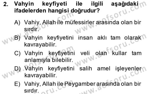 Tefsir Tarihi ve Usulü Dersi 2013 - 2014 Yılı (Vize) Ara Sınav Soruları 2. Soru