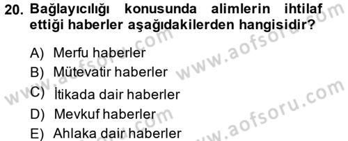 Tefsir Tarihi ve Usulü Dersi 2013 - 2014 Yılı (Vize) Ara Sınav Soruları 20. Soru