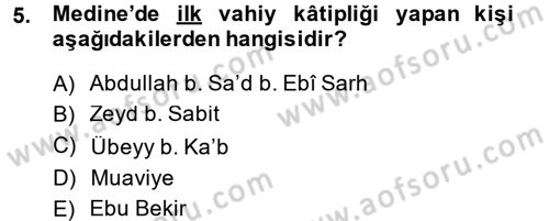 Tefsir Tarihi ve Usulü Dersi 2013 - 2014 Yılı (Vize) Ara Sınav Soruları 5. Soru