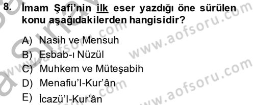 Tefsir Tarihi ve Usulü Dersi 2013 - 2014 Yılı (Vize) Ara Sınav Soruları 8. Soru