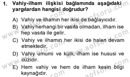 Tefsir Tarihi ve Usulü Dersi 2013 - 2014 Yılı (Final) Dönem Sonu Sınav Soruları 1. Soru