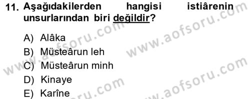 Tefsir Tarihi ve Usulü Dersi 2013 - 2014 Yılı (Final) Dönem Sonu Sınav Soruları 11. Soru