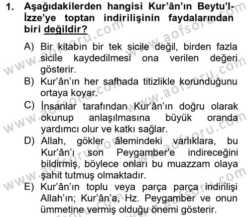 Tefsir Tarihi ve Usulü Dersi 2013 - 2014 Yılı Tek Ders Sınav Soruları 1. Soru
