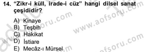 Tefsir Tarihi ve Usulü Dersi 2013 - 2014 Yılı Tek Ders Sınav Soruları 14. Soru