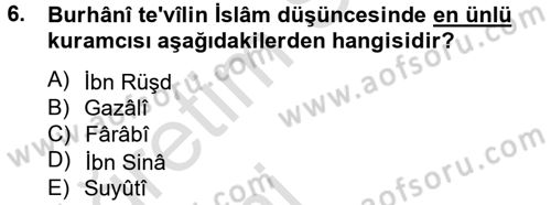 Tefsir Tarihi ve Usulü Dersi 2013 - 2014 Yılı Tek Ders Sınav Soruları 6. Soru