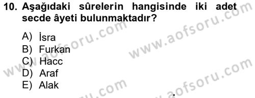 Tefsir Tarihi ve Usulü Dersi 2014 - 2015 Yılı (Vize) Ara Sınav Soruları 10. Soru