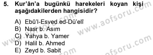 Tefsir Tarihi ve Usulü Dersi 2014 - 2015 Yılı (Vize) Ara Sınav Soruları 5. Soru