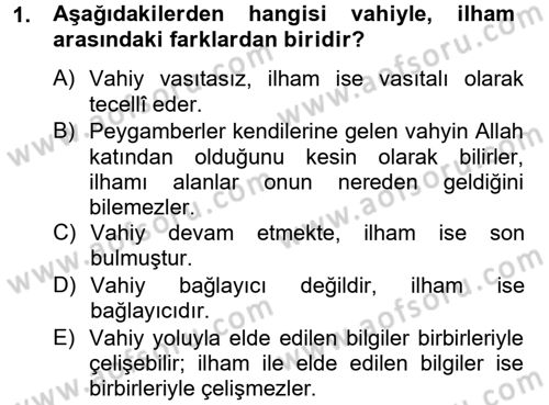 Tefsir Tarihi ve Usulü Dersi 2014 - 2015 Yılı (Final) Dönem Sonu Sınav Soruları 1. Soru