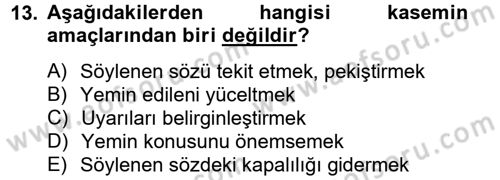 Tefsir Tarihi ve Usulü Dersi 2014 - 2015 Yılı (Final) Dönem Sonu Sınav Soruları 13. Soru