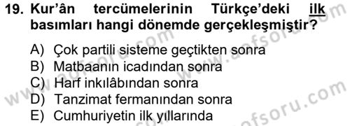Tefsir Tarihi ve Usulü Dersi 2014 - 2015 Yılı (Final) Dönem Sonu Sınav Soruları 19. Soru