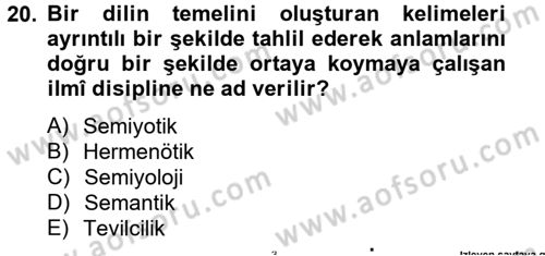 Tefsir Tarihi ve Usulü Dersi 2014 - 2015 Yılı (Final) Dönem Sonu Sınav Soruları 20. Soru