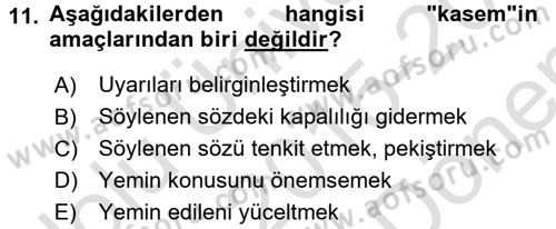 Tefsir Tarihi ve Usulü Dersi 2015 - 2016 Yılı (Final) Dönem Sonu Sınav Soruları 11. Soru