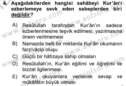 Tefsir Tarihi ve Usulü Dersi 2016 - 2017 Yılı (Vize) Ara Sınav Soruları 4. Soru