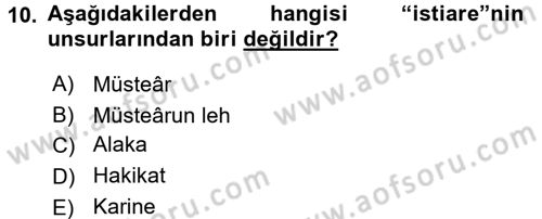 Tefsir Tarihi ve Usulü Dersi 2016 - 2017 Yılı (Final) Dönem Sonu Sınav Soruları 10. Soru