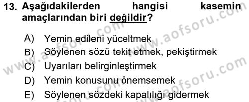 Tefsir Tarihi ve Usulü Dersi 2016 - 2017 Yılı (Final) Dönem Sonu Sınav Soruları 13. Soru