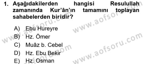 Tefsir Tarihi ve Usulü Dersi 2017 - 2018 Yılı 3 Ders Sınav Soruları 1. Soru