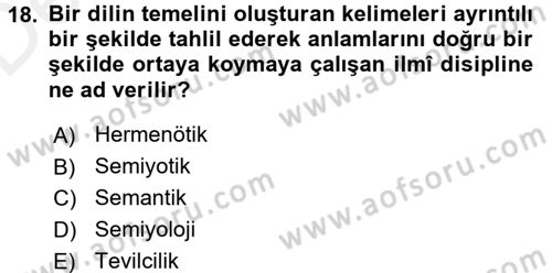 Tefsir Tarihi ve Usulü Dersi 2017 - 2018 Yılı 3 Ders Sınav Soruları 18. Soru