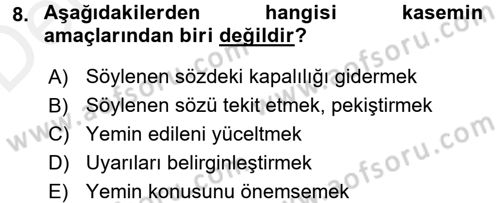 Tefsir Tarihi ve Usulü Dersi 2017 - 2018 Yılı 3 Ders Sınav Soruları 8. Soru